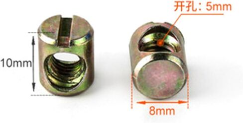 Barrel nut, 5-20pcs M4-M8 Barrel Nut Bolts Cross Dowel Slotted Fittings Horizontal Hole Hammer Embedded(M5x10Lx8D-20pc) in Saudi Arabia
