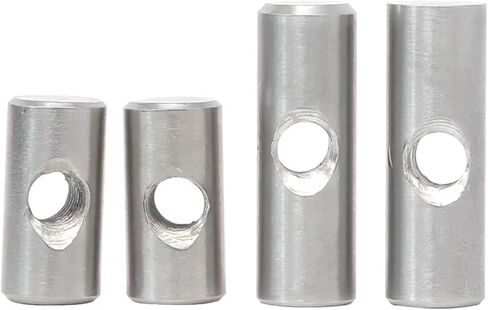 Barrel nut, 5/10pcs M4/M5/M6 Barrel Bolts Cylindrical Pin Dowel Cross Hole Hammer Embedded Nut for Wood Furniture 304 Stainless Steel(M5X14-10PCS) in Kuwait