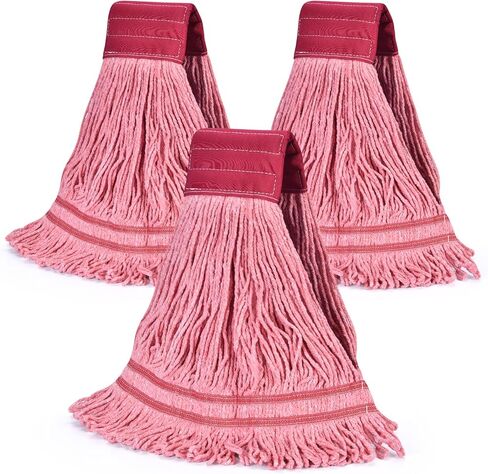 استبدال رأس ممسحة الرايون الاصطناعية من Onesimus، ممسحات تجارية شديدة التحمل مقاومة للمواد الكيميائية لتنظيف الأرضيات وتشطيبها، عصابة رأس بعرض 5 بوصات، كبيرة جدًا 28 أونصة، عبوة واحدة باللون الأحمر in Kuwait