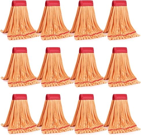 Matthew Cleaning Microfiber Tube Mop(Meduim,Orange,3Pack) Heavy Duty Mop Head Replacement,Excellent Absorbency,Premium launderability,Reusable,Loop end for Home,Commercial and Industrial Use in Saudi Arabia