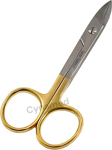 Crown and Collar Wire Cutting Dental Scissors 4.25" Length, Curved Smooth Blades, Gold Rings Handle - Premium German Stainless Steel Dental Instruments (Pack of 2) in Saudi Arabia
