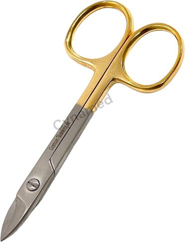 Crown and Collar Wire Cutting Dental Scissors 4.25" Length, Curved Smooth Blades, Gold Rings Handle - Premium German Stainless Steel Dental Instruments (Pack of 2) in Saudi Arabia