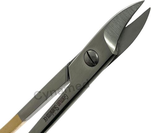 مقص تاج وياقة الأسنان مقاس 4.25 بوصة، مستقيم، مع حلقات أصابع ذهبية - أدوات طب الأسنان الألمانية المصنوعة من الفولاذ المقاوم للصدأ (قطعة واحدة) in Kuwait