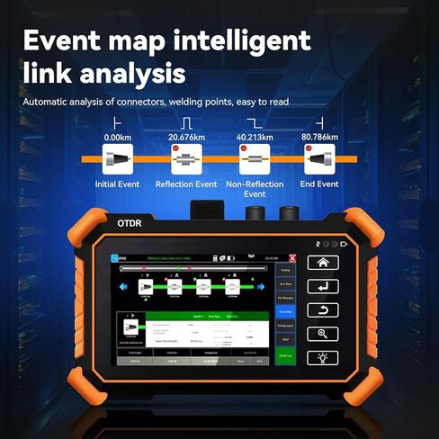 New Upgraded OTDR Optical Fiber Tester, Fiber Network Tester Support Event Map Optical Power Meter OLS(Loss Test) VFL LS(Light Source) Length Ping POE Test, IP Scan RJ45 Network Tools in Kuwait
