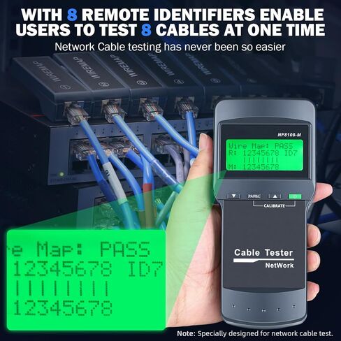 Network Cable Tester - VXSCAN Cable Wire Fault Finder for RJ45 Cat5, Cat6, 5e, 6e Measure Length, Locate The Breakage Point, Check Wiring Error with 8 Far-end Passive Test Jacks in Kuwait