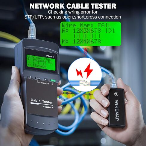 Network Cable Tester - VXSCAN Cable Wire Fault Finder for RJ45 Cat5, Cat6, 5e, 6e Measure Length, Locate The Breakage Point, Check Wiring Error with 8 Far-end Passive Test Jacks in Kuwait