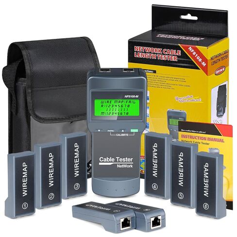 Network Cable Tester - VXSCAN Cable Wire Fault Finder for RJ45 Cat5, Cat6, 5e, 6e Measure Length, Locate The Breakage Point, Check Wiring Error with 8 Far-end Passive Test Jacks in Kuwait