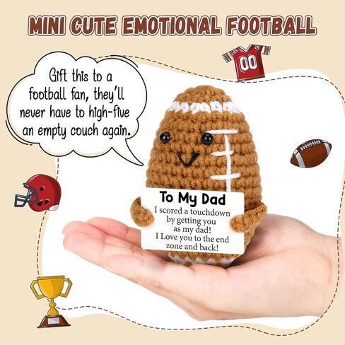 هدايا كرة قدم كروشيه صغيرة مضحكة للأب من ابنته، هدايا عيد الحب المصنوعة يدويًا من الكروشيه للأب خطوة الأب، هدية أنا أحبك يا أبي لعيد الأب عيد الفصح عيد الميلاد ديكور صغير in Kuwait