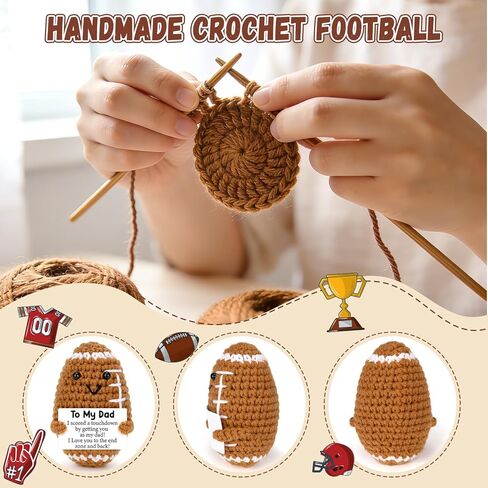 هدايا كرة قدم كروشيه صغيرة مضحكة للأب من ابنته، هدايا عيد الحب المصنوعة يدويًا من الكروشيه للأب خطوة الأب، هدية أنا أحبك يا أبي لعيد الأب عيد الفصح عيد الميلاد ديكور صغير in Kuwait
