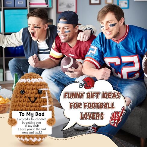 هدايا كرة قدم كروشيه صغيرة مضحكة للأب من ابنته، هدايا عيد الحب المصنوعة يدويًا من الكروشيه للأب خطوة الأب، هدية أنا أحبك يا أبي لعيد الأب عيد الفصح عيد الميلاد ديكور صغير in Kuwait