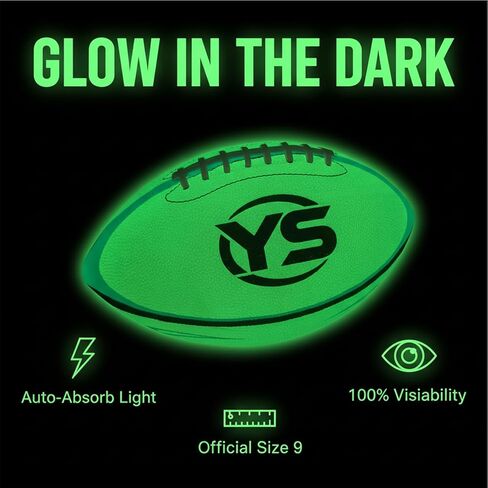 Glow in The Dark American Football-Size 9 with Premium Fluorescent Glow, 100% Brighter at Night, Luminous Cool Perfect Outdoor Gift for Teens, Adults & Rugby Enthusiasts in Saudi Arabia
