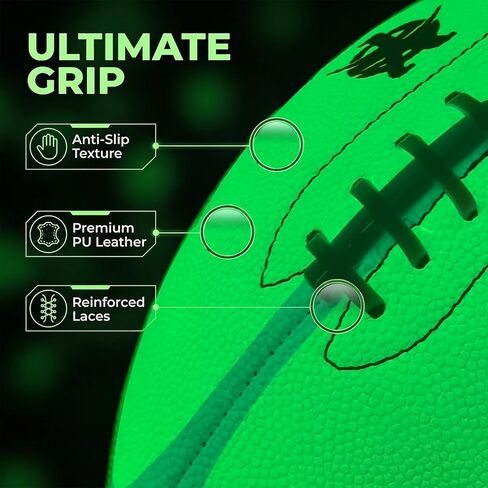 Glow in The Dark American Football-Size 9 with Premium Fluorescent Glow, 100% Brighter at Night, Luminous Cool Perfect Outdoor Gift for Teens, Adults & Rugby Enthusiasts in Saudi Arabia