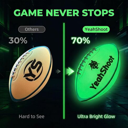 Glow in The Dark American Football-Size 9 with Premium Fluorescent Glow, 100% Brighter at Night, Luminous Cool Perfect Outdoor Gift for Teens, Adults & Rugby Enthusiasts in Saudi Arabia