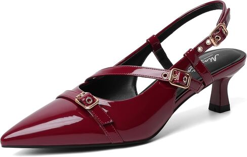Mostrin Kitten Heels for Women Pointed Closed Toe Stilettos Slingback Low Heel Bow Pumps Dress Shoes for Daily Party Wedding in Kuwait