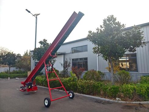 ناقل الحطب الغازي 7HP، مصعد خشبي هيدروليكي قابل للتعديل بارتفاع 18 قدمًا مع حزام PVC مضاد للانزلاق مقاس 9.25 بوصة، بداية سحب يدوية، وصلة جر مقطورة وإطارات - ناقل سجل محمول للمزرعة والمنزل والاستخدام التجاري in Saudi Arabia