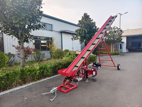 ناقل الحطب الغازي 7HP، مصعد خشبي هيدروليكي قابل للتعديل بارتفاع 18 قدمًا مع حزام PVC مضاد للانزلاق مقاس 9.25 بوصة، بداية سحب يدوية، وصلة جر مقطورة وإطارات - ناقل سجل محمول للمزرعة والمنزل والاستخدام التجاري in Saudi Arabia