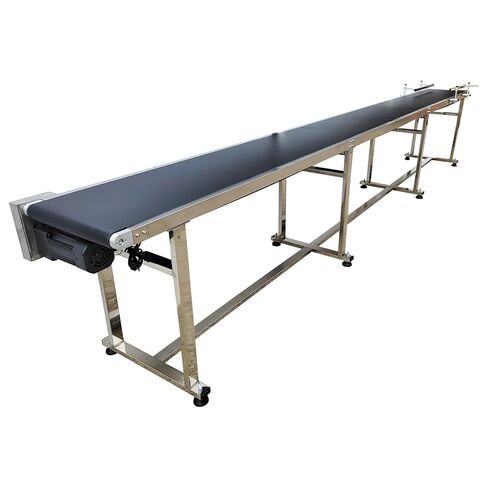 177inch(4.5m) Belt Conveyor - 15.7inch Width, 110V 370W Motor, 4-18m/min Adjustable Speed, Black PVC Belt, Stainless Steel Frame for Production Lines in Kuwait