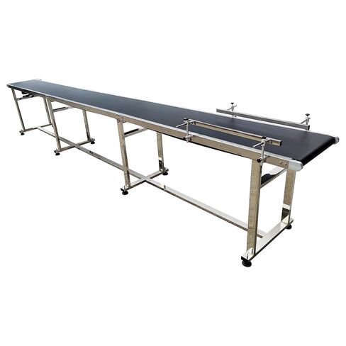 177inch(4.5m) Belt Conveyor - 15.7inch Width, 110V 370W Motor, 4-18m/min Adjustable Speed, Black PVC Belt, Stainless Steel Frame for Production Lines in Kuwait