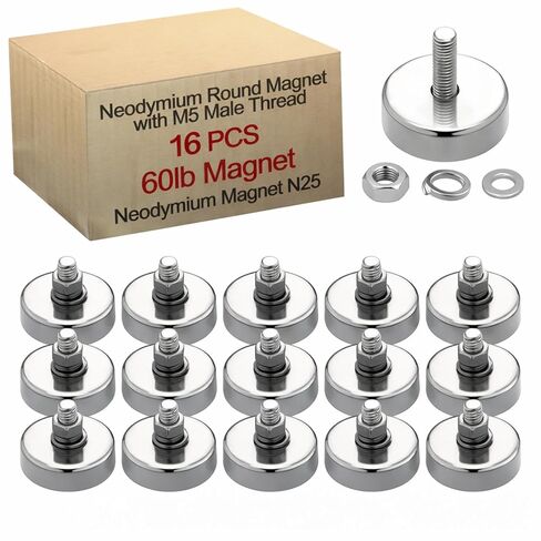 Flutesan 4 Pieces Heavy Duty Neodymium Round Mounting Magnet with Bolt 2.17in-300lb-M8 Silver with Male Thread Stud Strong Rare Earth Magnet Super Powerful for Lighting Camera Brackets License Plate in Kuwait