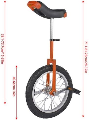 Height Adjustable Unicycle, 16 Inch Wheel Monocycle for Balance Exercise, Easy Assembly Singe Wheel Cycle for Circus Performance, Outdoor Fitness (Orange) in Saudi Arabia
