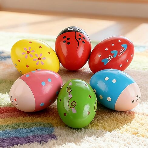 6Pcs Egg Shakers Musical Wooden Egg Hand Musical Maracas Percussion Instruments in Saudi Arabia