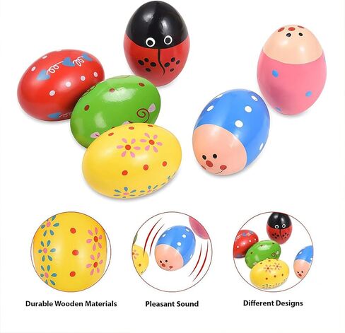 6Pcs Egg Shakers Musical Wooden Egg Hand Musical Maracas Percussion Instruments in Saudi Arabia