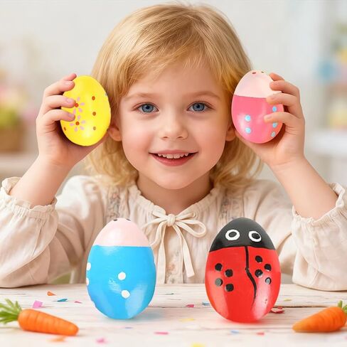 6Pcs Egg Shakers Musical Wooden Egg Hand Musical Maracas Percussion Instruments in Saudi Arabia