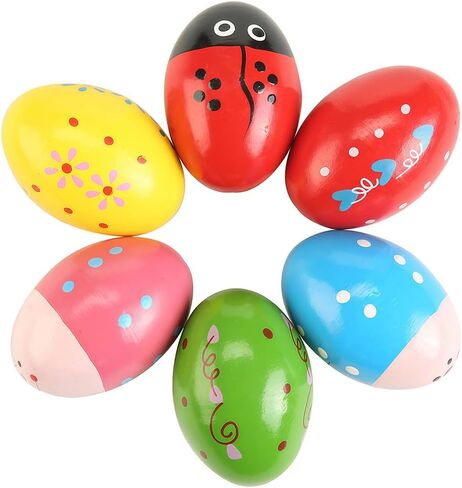 6Pcs Egg Shakers Musical Wooden Egg Hand Musical Maracas Percussion Instruments in Saudi Arabia