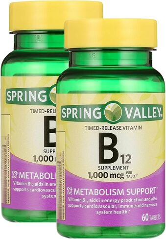 Unique Bundle Store Vitamin B12 1000 mcg Timed-Release – 60 Tablets, B12 Vitamins for Women and Men, B12 Supplement for Energy and Metabolism Support, Gluten-Free (Pack of 2) in Saudi Arabia