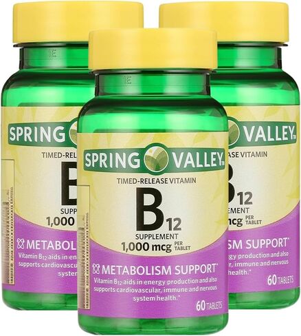 Unique Bundle Store Vitamin B12 1000 mcg Timed-Release – 60 Tablets, B12 Vitamins for Women and Men, B12 Supplement for Energy and Metabolism Support, Gluten-Free (Pack of 2) in Saudi Arabia