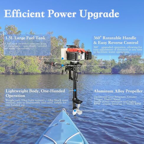 4 السكتة الدماغية محرك خارجي صغير 4 حصان محرك القارب الخارجي للنفخ، قوارب الكاياك، زورق، قارب، قارب جون قارب صغير، مع رمح قصير in Kuwait