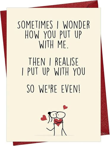 Cheerin Funny Greeting Card with Envelope - Anniversary Card - Romantic Birthday Card - Hilarious Gifts for Him Her Girlfriend Boyfriend Wife Husband in Kuwait