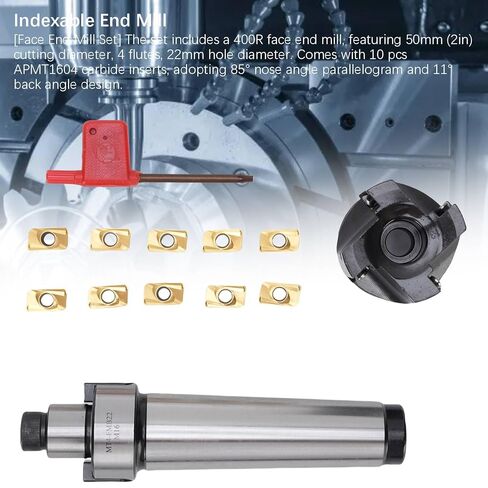 FACE END Mill Set MT4 FMB22 Holder 400R 50 22 4 Flutes FACE END Mill Cutter with 10 APMT1604 Inserts for CNC Machines MILLING Tools in Saudi Arabia