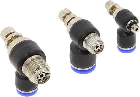 1pcs SL" Pneumatic Speed Flow Controller L type 4-12mm OD Hose Tube 1/8" 1/4" 3/8" 1/2" British Standard Pipe Thread Male Airflow Limit(8mm OD Hose,1/4") in Saudi Arabia