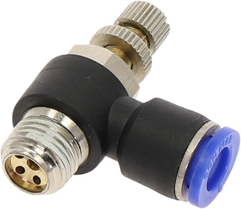 1pcs SL" Pneumatic Speed Flow Controller L type 4-12mm OD Hose Tube 1/8" 1/4" 3/8" 1/2" British Standard Pipe Thread Male Airflow Limit(8mm OD Hose,1/4") in Saudi Arabia