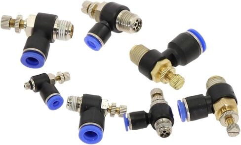 1pcs SL" Pneumatic Speed Flow Controller L type 4-12mm OD Hose Tube 1/8" 1/4" 3/8" 1/2" British Standard Pipe Thread Male Airflow Limit(8mm OD Hose,1/4") in Saudi Arabia