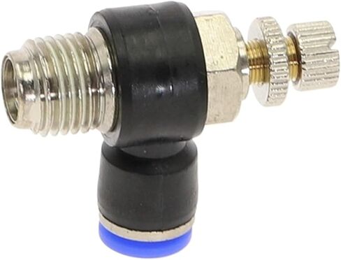 1pcs SL" Pneumatic Speed Flow Controller L type 4-12mm OD Hose Tube 1/8" 1/4" 3/8" 1/2" British Standard Pipe Thread Male Airflow Limit(8mm OD Hose,1/4") in Saudi Arabia