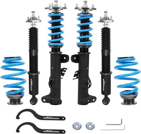MaxPeedingrods Coilover STRUTS for BMW 3 Series E36 1990-1999 ، 24 مستويات تراجع عن مجموعة التعليقات القابلة للتعديل ، والارتفاع الدعائم امتصاص الصدمات ، و T6 ترقية مجموعة خفض ، GOLD. in Saudi Arabia
