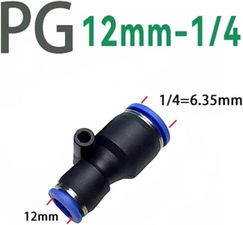 1pcs PG Pneumatic Quick Connector Air PU Pipe inch 5/32 1/4 "5/16" 3/8 1/2 Variable Diameter English Conversion Metric 6 8 10 12mm ﻿(PG 12mm-1l4) in Saudi Arabia
