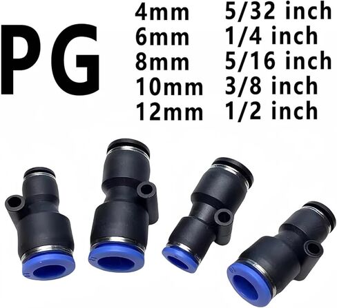1pcs PG Pneumatic Quick Connector Air PU Pipe inch 5/32 1/4 "5/16" 3/8 1/2 Variable Diameter English Conversion Metric 6 8 10 12mm ﻿(PG 12mm-1l4) in Saudi Arabia