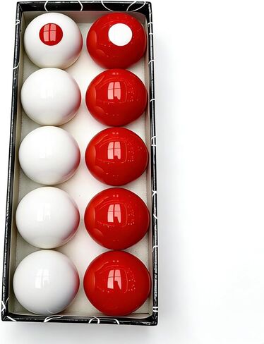 2-1/8" Regulation Bumper Pool Balls Set, Durable Polyester Resin Billiard Ball Set of 10 for Bumper Pool Table – Red/White Balls with Spotted Markers, Precision Balanced Replacement Ball in Kuwait