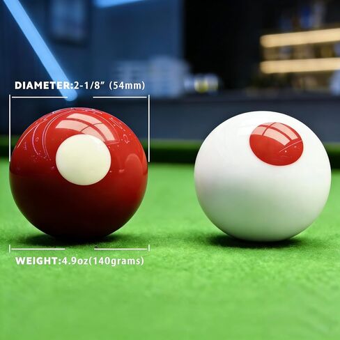 2-1/8" Regulation Bumper Pool Balls Set, Durable Polyester Resin Billiard Ball Set of 10 for Bumper Pool Table – Red/White Balls with Spotted Markers, Precision Balanced Replacement Ball in Kuwait