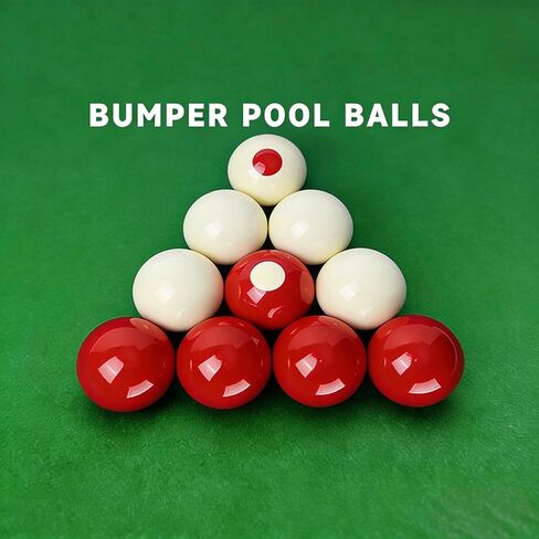 2-1/8" Regulation Bumper Pool Balls Set, Durable Polyester Resin Billiard Ball Set of 10 for Bumper Pool Table – Red/White Balls with Spotted Markers, Precision Balanced Replacement Ball in Kuwait