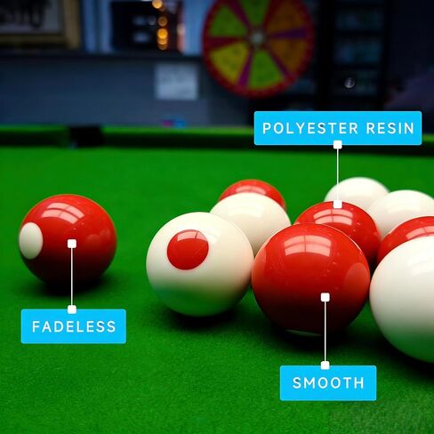 2-1/8" Regulation Bumper Pool Balls Set, Durable Polyester Resin Billiard Ball Set of 10 for Bumper Pool Table – Red/White Balls with Spotted Markers, Precision Balanced Replacement Ball in Kuwait