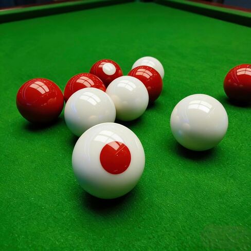 2-1/8" Regulation Bumper Pool Balls Set, Durable Polyester Resin Billiard Ball Set of 10 for Bumper Pool Table – Red/White Balls with Spotted Markers, Precision Balanced Replacement Ball in Kuwait