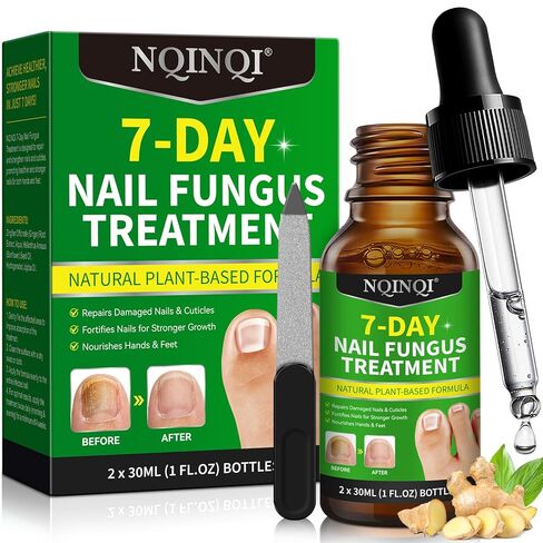 7 Days Nail Fungus Treatment Extra Strength, Toe Nail Growth Oil, Ginger Nail Growth Serum, Foot Toenail Serum for Brittle Thin Damaged Nails Strengther and Growth, Repairs Cuticles - 2 Pcs 1 Pack in Saudi Arabia