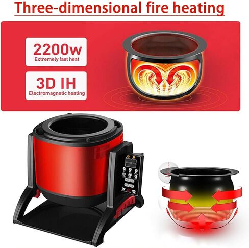 2200W Commercial Food Processor - 6L Automatic Cooking Machine with 360° Rotation, 150° Tilt, 3D Heating, 7 Adjustable Power Levels for Frying, Stir-Frying, and Simmering in Saudi Arabia