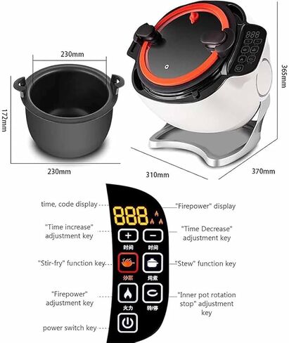Automatic Cooking Machine, 6L Drum Type Commercial Food Processor, 3D All-Round Heating, Adjustment 3 Gears Firepower and Pot Body, One-Click Smart Start in Saudi Arabia