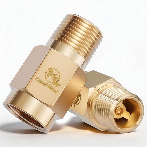 RV Water Heater Backflow Preventer, 1/2" Male x Female NPT, Lead-Free Brass Check Valve with Stainless Steel Spring, 1 Pack in Kuwait