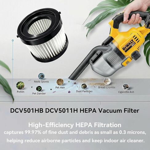 مرشحات بديلة DCV501HB متوافقة مع مكنسة كهربائية محمولة لاسلكية DEWALT DCV501HB DCV5011H، 3 عبوات فلتر مكنسة كهربائية مع 6 مرشحات أكمام إسفنجية وفرشاة واحدة in Saudi Arabia